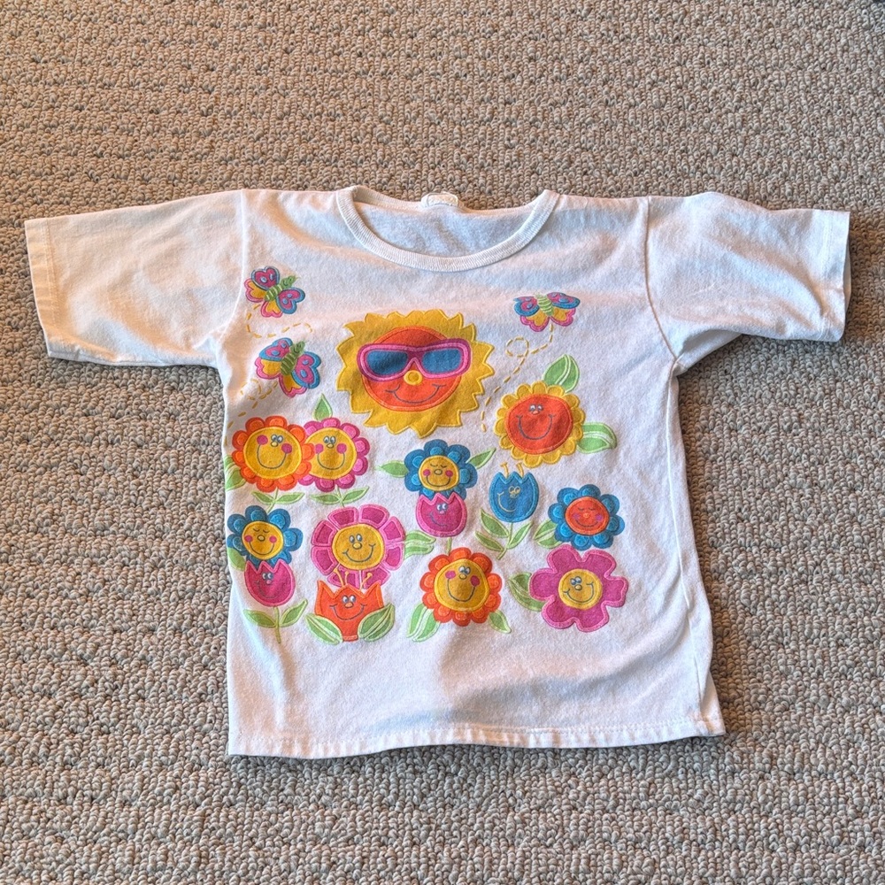 Vintage 1990s Kids Colorful Floral T-Shirt